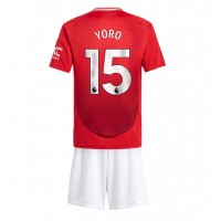 Manchester United Leny Yoro #15 Domáci Detský futbalový dres 2024-25 Krátky Rukáv (+ trenírky)